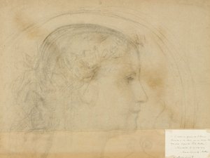Studie vrouwenhoofd door Albert Anker